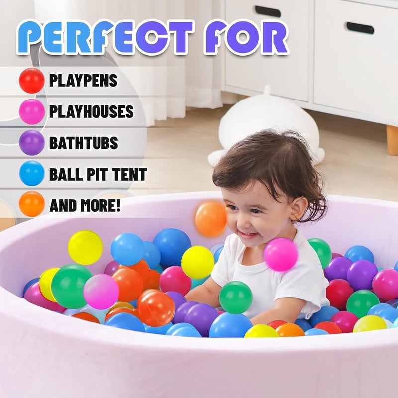 Beauenty Ball Pit Balls for Toddlers - BPA Free Crush Proof Plastic Toy Balls, Pack of 100 (Rainbow) - Image 3